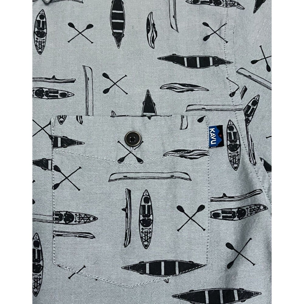 KAVU Juan Paddle Out Blue Button Down Shirt Cotton Preppy Outdoors Men's M NWT - Picture 3 of 10
